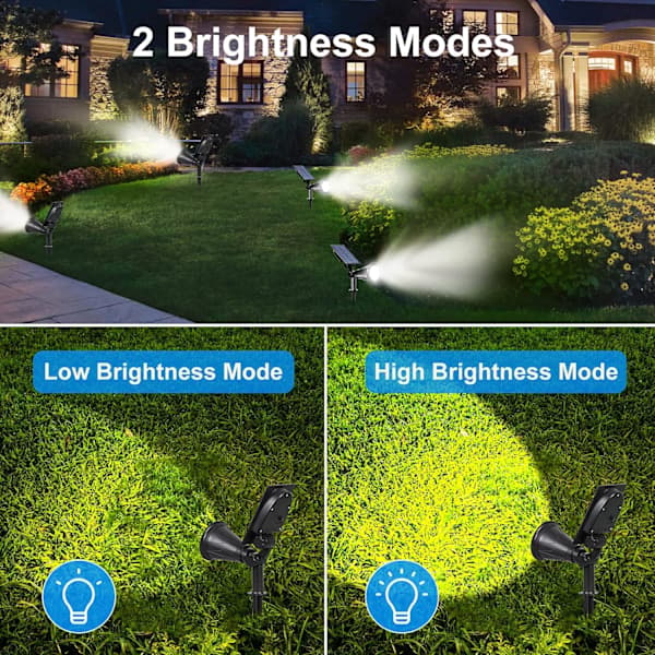 Units Solar Floodlight Vanntett Utendørs Solcellelamper 2 Lysmoduser 180° Justerbar Hagebelysning