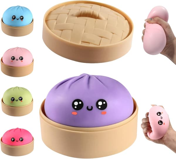 Dumpling Squishy Mystery Box, Sød Blød Dumpling Stressbold Sensorisk Legetøj, Angstlindrende Skrivebordslegetøj (Lilla) Purple