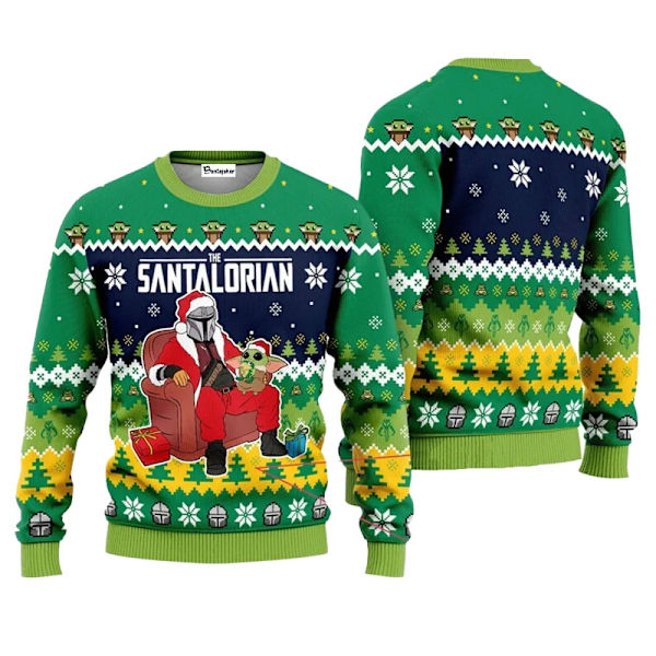 The Mandalorian Santalorian ja Baby Yoda Ruma Paita Tähtien sota Hyvää Joulua Miesten Paita Syksy Talvi Naisten Pusero style 6 4XL