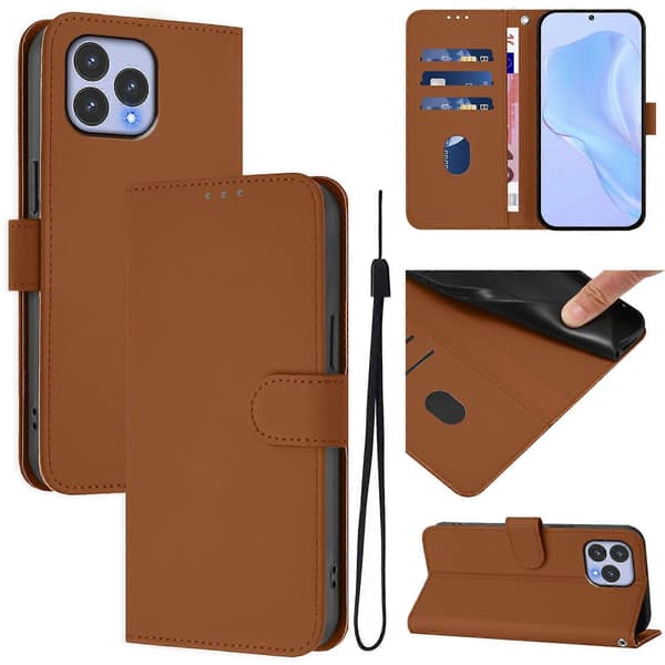 Wiko T60 / Cubot P80 Solid Color PU-deksel - Beskyttende flip-deksel Brown