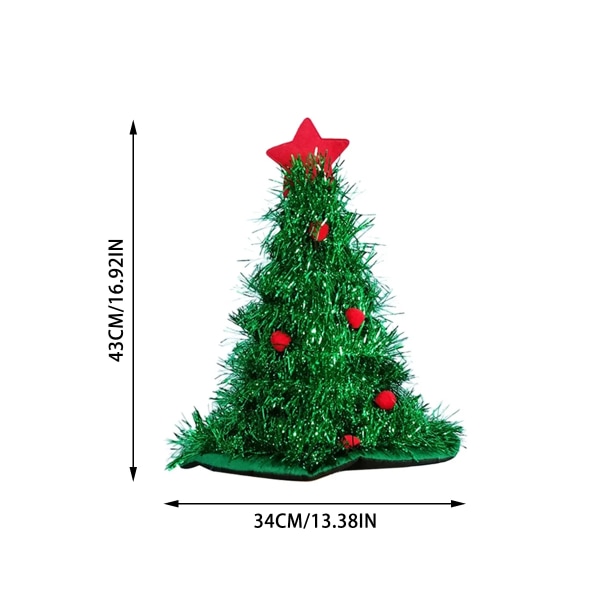 Julgranhatt med Stjärna Glittrande Paljetter Julgranformade Hattar Vuxna Cosplay Rekvisita för 2024 Navidad Nyårsfesttillbehör Green