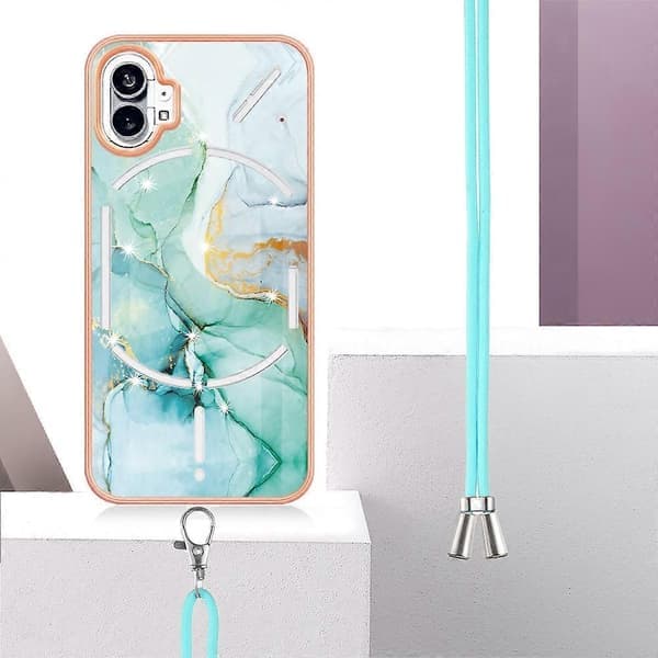 Til Nothing Phone 1 Galvanisering Marmormønster TPU Telefoncover med Snor
