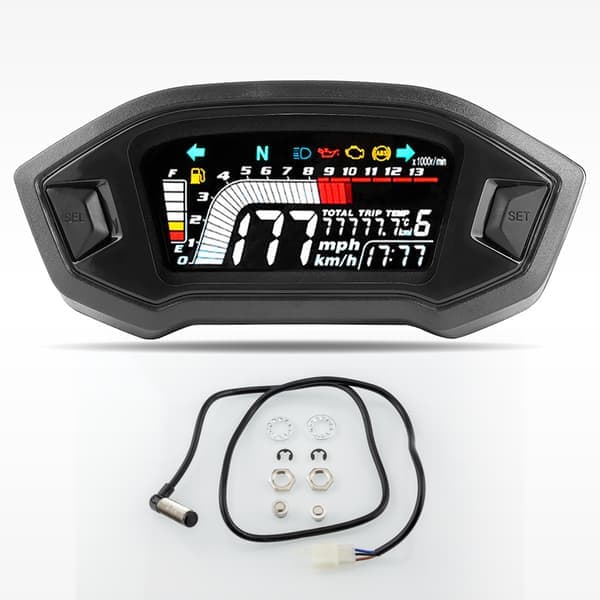 Universal Motorcykel Digital Omdrejningstæller LCD Display Karburator Digital Speedometer Kilometertæller med Sensor
