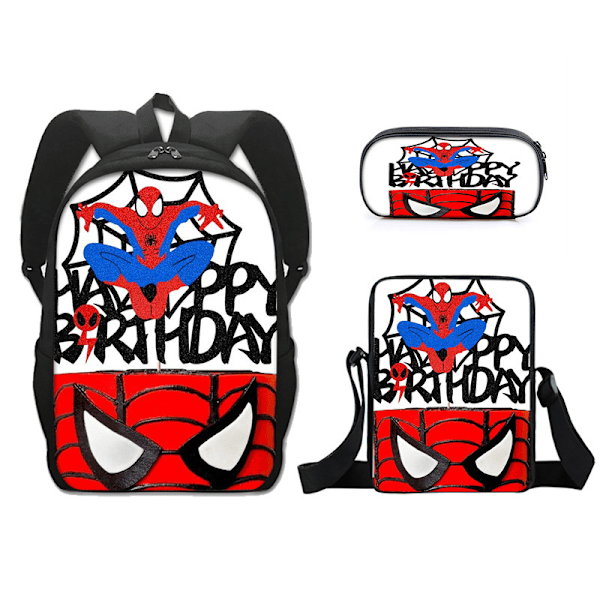 2024 Ny 3 stk Spider-Man Skulderbag Unisex Skolesekk Med Polstret Skulderstropp Casual Laptop Ryggsekk Style 7
