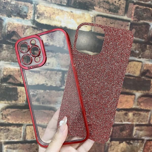 iPhone 12 Pro Glitter Luksus Deksel - Søtt Fleksibelt Plating Deksel, Kamerabeskyttelse, Støtsikkert, Motedesign for Kvinner og Menn Red standard