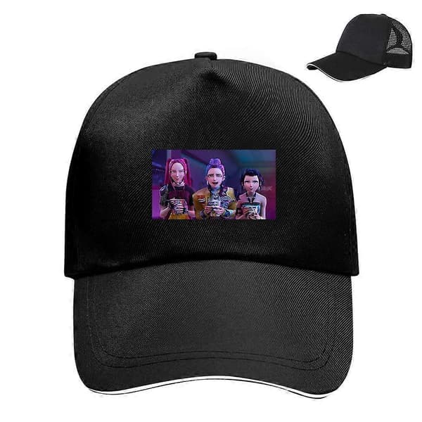 KPop Demon Hunters Casual Solhatte Unisex Kasketter Mesh Åndbar Baseball Cap _a Black E