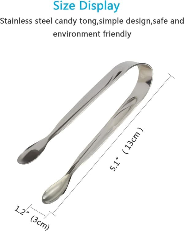 6 stk. isterningpinde, 11 cm sukkertang i rustfrit stål, multifunktionelle serveringspinde til slikbar, bryllup, køkken, fødselsdagsfester