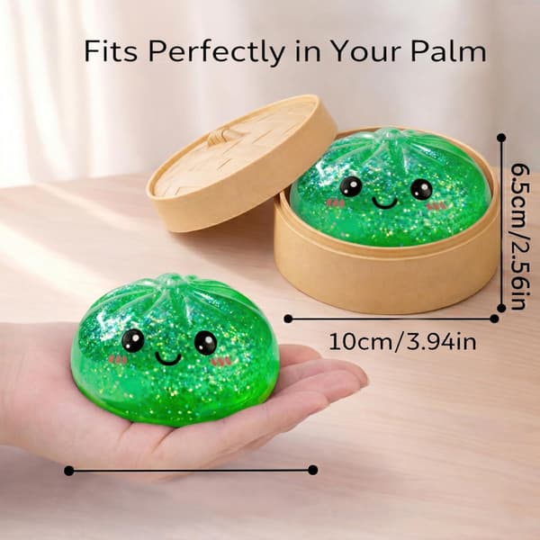 Glitter Dumpling Squishies Mystery Box, Blød Dumpling Stressaflastende Sanselegetøj til Voksne (Grøn) green