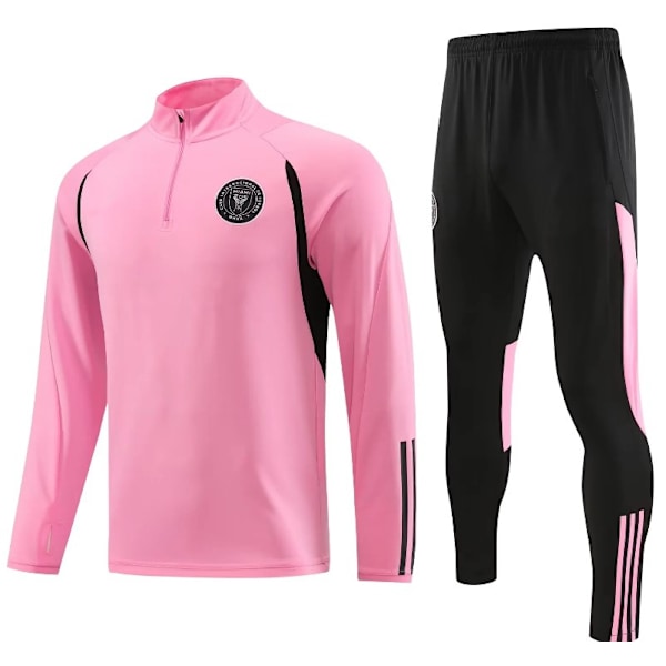 2425 Ny höst/vinter Miami fotbollsträningskläder långärmad tröja set Pink 2XL