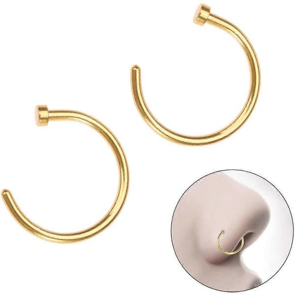 2 stk. Unisex Kirurgisk Stål Hængslet Klikker Segment Næseringe Bøjle Helix Brusk Øreringe Titanium Stål Kropspiercing Stud, Sort Golden