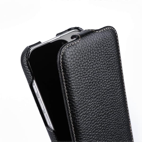 MELKCO iPhone 16 Magnetisk Etui - Vertikal Flip Ægte Koskindslæder+PC Stødsikkert Cover, Blå Multicolor Blue