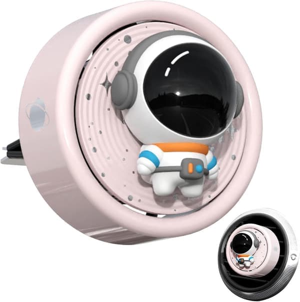 Söt Astronaut Luftfräschare Ventilklämma Kreativ Roterande Lysande Magnetisk Aromaterapi Diffuser - Tecknad Astronaut Luftutloppsdoft för