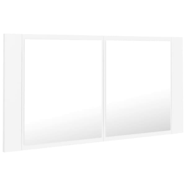 VidaXL Speilskap med LED hvit 90x12x45 cm akryl hvit
