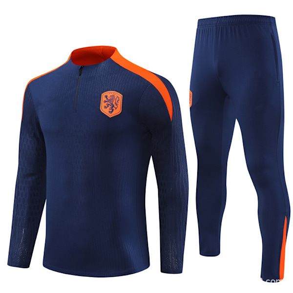 2425 Nederland Fotball Treningsdrakt Lang Erme Hjemmedrakt Voksen & Barn Sett (Spillerutgave) Royal blue 16