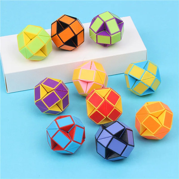 6 stk./sæt Foldbar Magisk Slange Lineal Puslespil Antistress Terning Edukativt Legetøj Børnefødselsdagsfavoritter Goodie Bags Skolebelønning 6pcs Color random