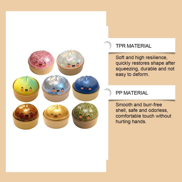 10 cm Jumbo Glitter Regnbue Dumpling Stressaflastende Sensorisk Legetøj Med Angcocar Æske, Langsomt Stigende Dekompression Dumplings til Voksne