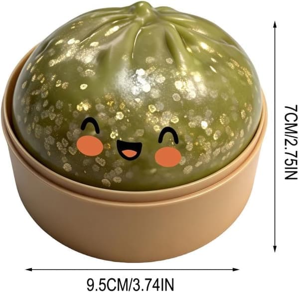 4 tum Jumbo Glitter Regnbåge Dumpling Squishy Leksak med Ångkokarlåda, Långsamt Stigande Stresslindrande Sensorisk Leksak för Vuxna och Barn, Ljusblå light blue