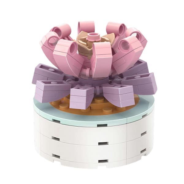 Sakura Krukväxt Byggklossar Dekor Mini Byggstenar Leksak Monterade Leksaker style 23