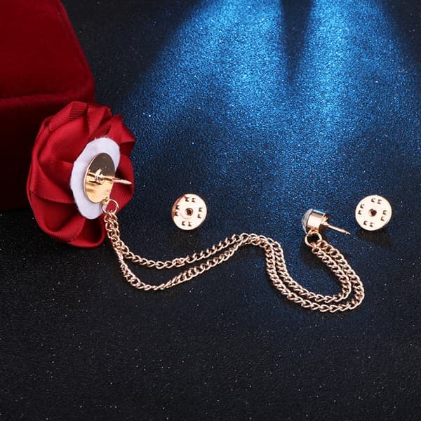 Rose Blomster Nåle Mænd Bryllup Håndlavet Broche Boutonniere Marshals