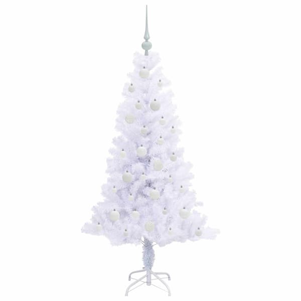 Tekokuusi 150 LED-valolla Valkoinen 150 cm PVC ja teräs