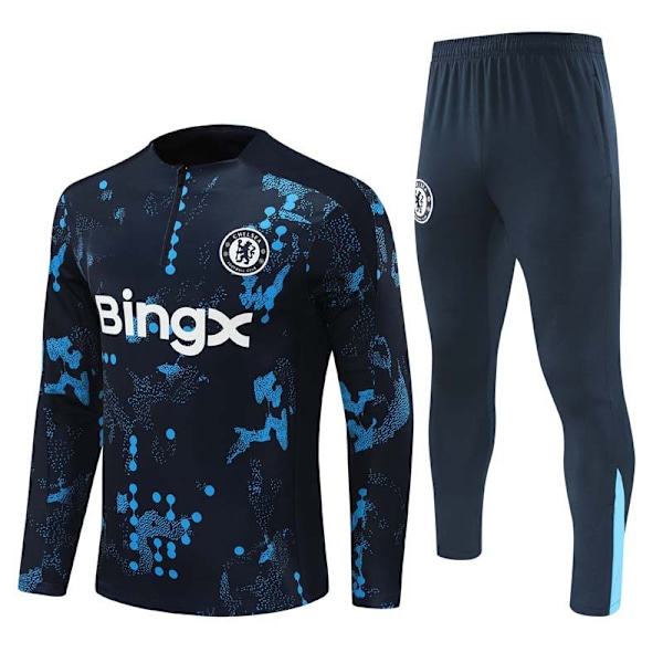 2425 Chelsea Ny Fotballdrakt Lang Ermet Treningssett for Voksne og Barn Royal blue/camouflage M