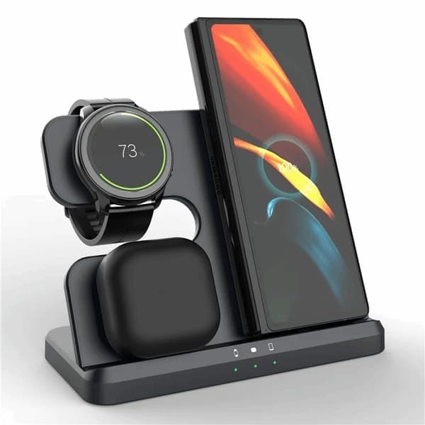 3-i-1 Trådløs Oplader Samsung Galaxy - Buds - Watch Sort Sort Sort