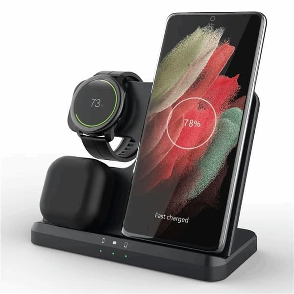 3-i-1 Trådløs Oplader Samsung Galaxy - Buds - Watch Sort Sort Sort