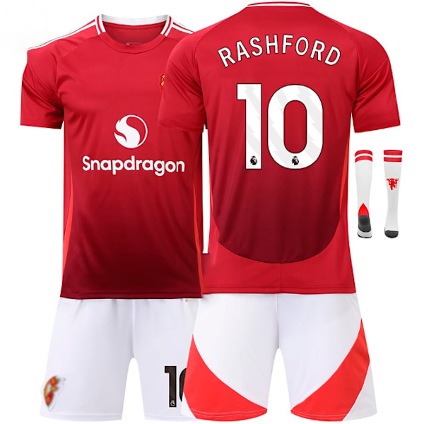 2425 Europeiske Røde Djevler Fotballkamp Hjem No. 7 Cristiano Ronaldo 25 Sancho 10 Rashford og andre fotballdrakter for voksne og barn No.10 RASHFORD 16