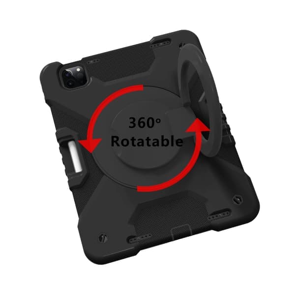 Børnecover med roterende stativ, iPad (2018-2021)/Air4-5, sort