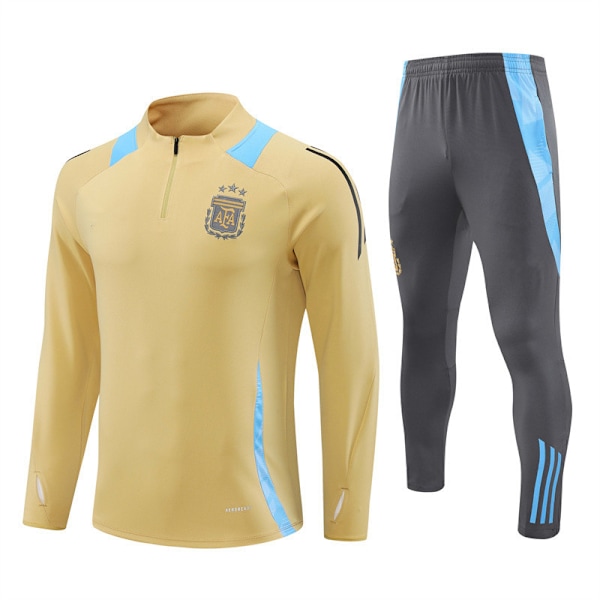 2425 Argentina Fodbold Langærmet Opvarmningstøj Træningsuniform Golden 2XL