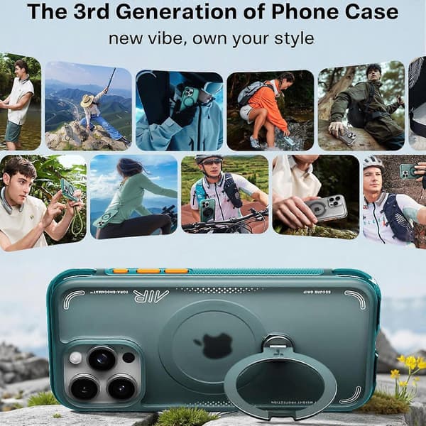 TKdaddy TORRAS Ostand Q3 Air Series iPhone 16 Pro Max Magnetisk Deksel - Stativ TPU+PC Bakdeksel, Blå