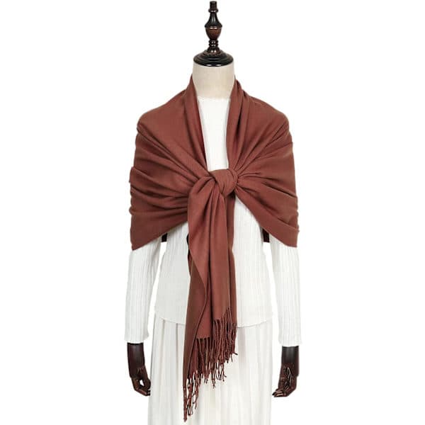 Pashmina-sjal og -skjerf for kvinner, bryllupssjal, vinter rødbrun Reddish Brown