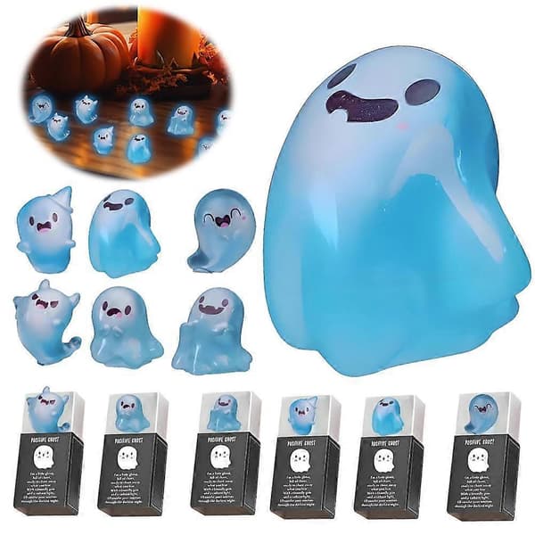 Självlysande Mini Spökfigurer med Låda - Mini Resin Luminous Spökleksak A