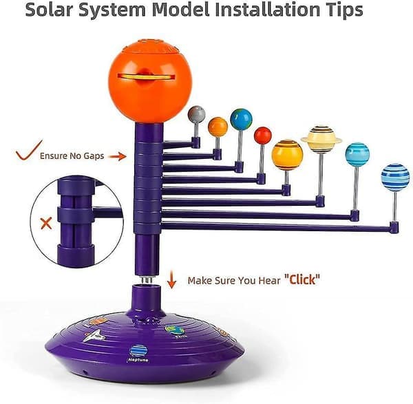 Solsystem til børn, Talende astronomi Solsystem Model Kit, Planetarium Projektor STEM Legetøj med 8 Planeter, Rumlegetøj til 3 4 5+