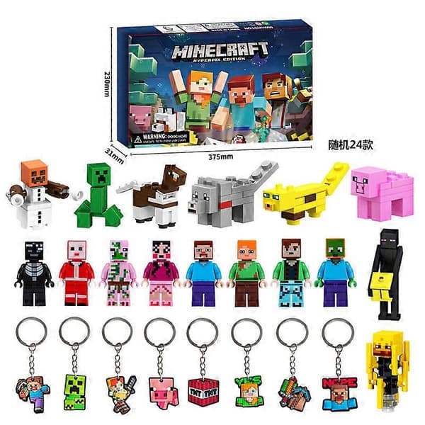 24 st blind box julkalender presentförpackning Minecraft byggklossar leksaker nedräkning små ornament Sonic Blind Box (24 random draws)