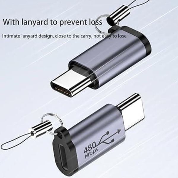 USB-adapterkit 5-pack, Typ C Micro USB till Lightning Mini-adaptrar Kompatibla med Android iOS-enheter