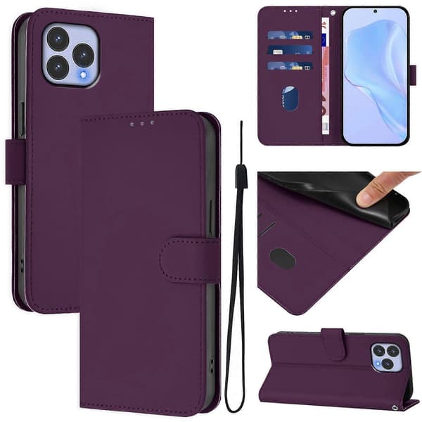 Wiko T60 / Cubot P80 Solid Color PU-deksel - Beskyttende flip-deksel Violet