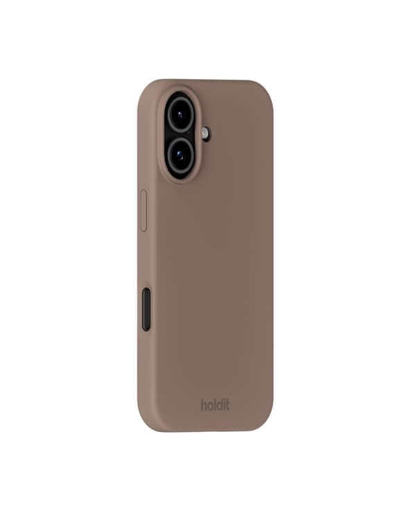 Holding the iPhone 17 Mobile Silicon Mocha Brown