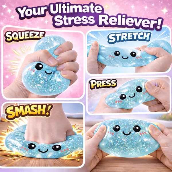 Glitter Dumpling Squishies Mystery Box, Blødt Dumpling Stressaflastende Sanselegetøj til Voksne (Lyseblå) light blue