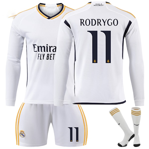 2324 Real Madrid Langærmet Fodboldtrøje Nr. 7 Vinicius 5 Bellingham 10 Modric og andre fodboldtrøjesæt No.11 RODRYGO 16