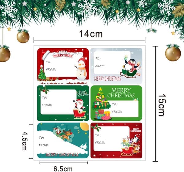 120 julegavemerker, God Jul gavelapper og klistremerker