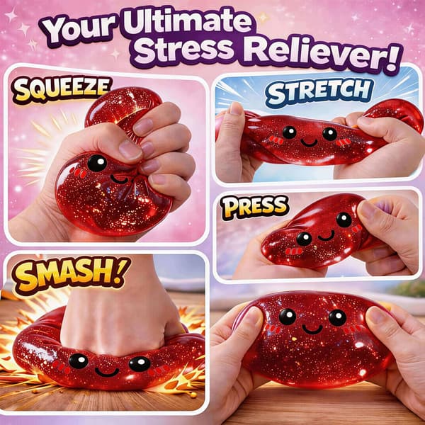 Glitter Dumpling Squishies Mystery Box, Blød Dumpling Stressaflastende Sanselegetøj til Voksne (Rød) red