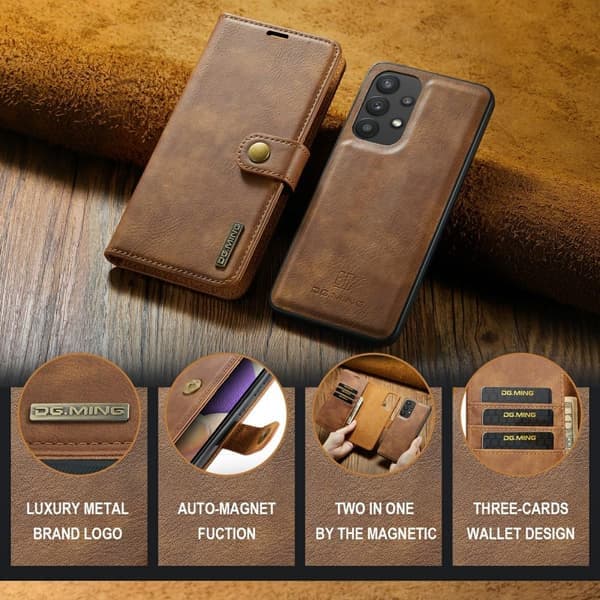 DG MING Samsung A33 5G 2-i-1 Magnet Lommebok Etui - Brun Brun