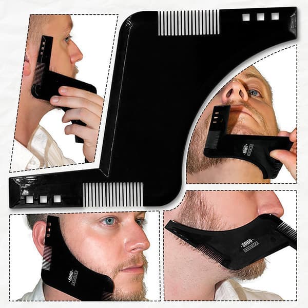 Vit 4-pack rea skäggformare för män Skäggformningsverktyg Mall Transparent stylingkam Mall för mustasch getskägg ingrediens