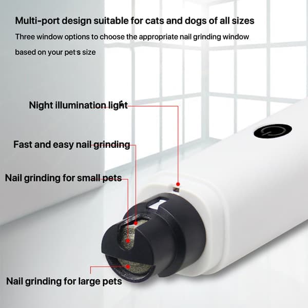 Elektrisk negleklipper til hunde og katte med LED-lys og stille indstillinger