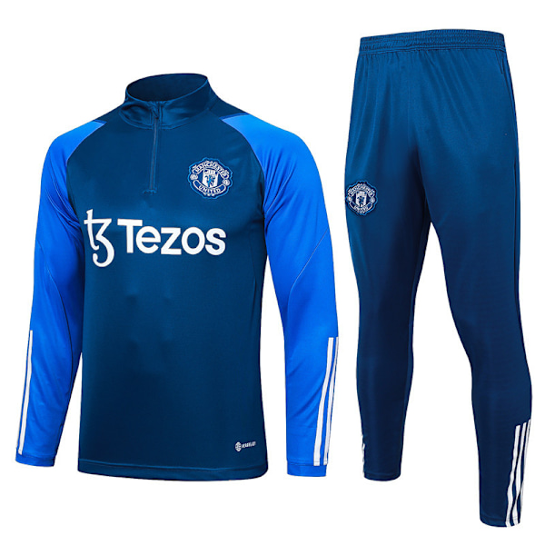 23-24 kauden Manchester Unitedin koti pitkähihainen pelipaita setti lasten ja aikuisten pitkähihainen harjoitusasu setti blue 12