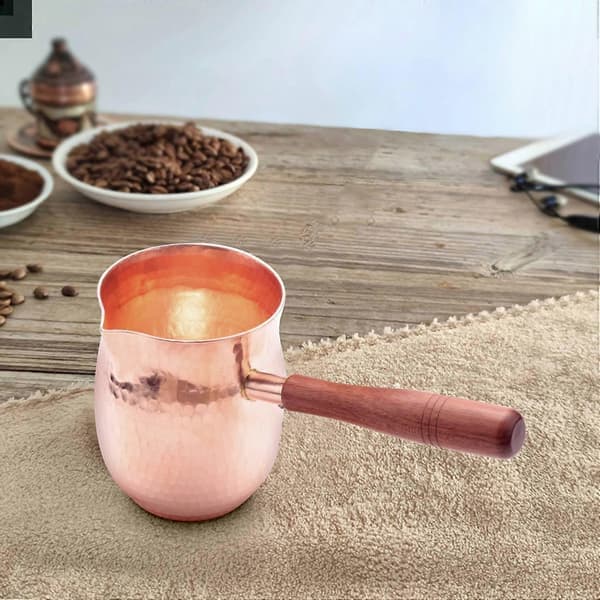 450ML Ren Kobber Håndlaget Kaffe Te Sett Tyrkisk Gresk Arabisk Kaffe Kanne Med Kaffehåndtak
