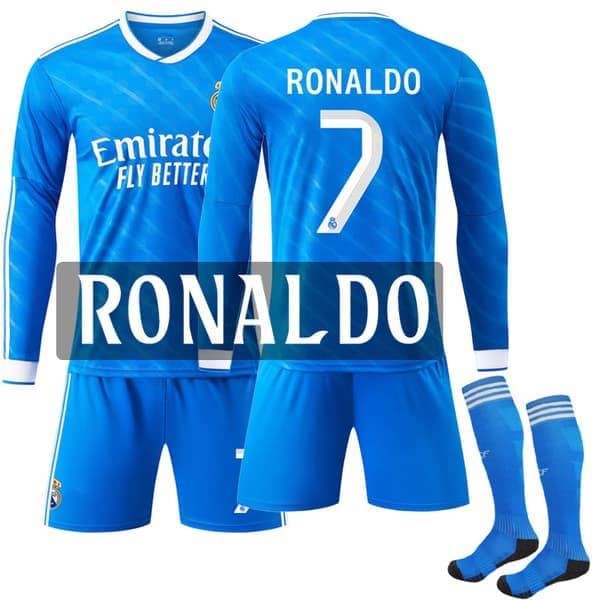 2025 - 2026 Real Madrid Udebanesæt Børnefodboldtøj Nr. 7 Ronaldo 24 24