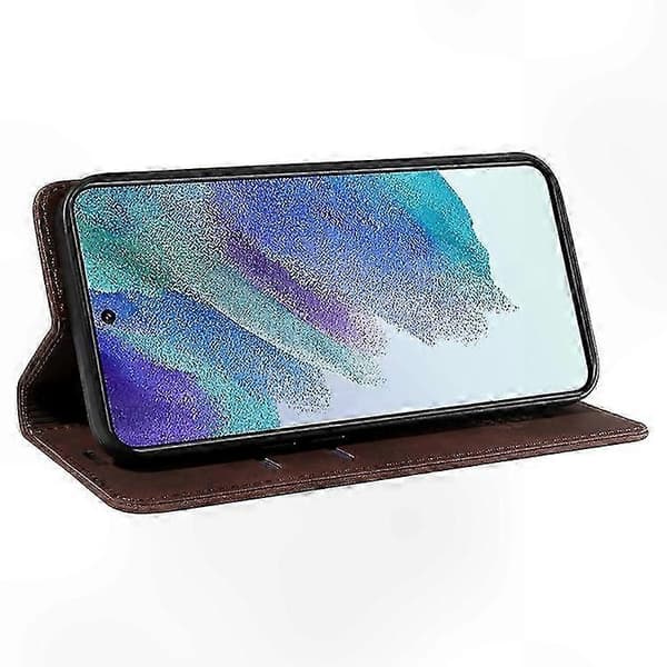 PU Läder RFID-blockerande Plånboksfodral med Ställfunktion för Galaxy A52-serien Brown