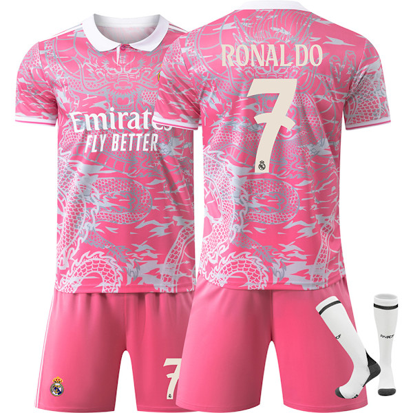 Ett måste! 2526 Real Madrid Drakmönstrad fotbollströja, Ronaldo klassisk nr 7 rosa modell och andra stjärnor är chockade NO.7 RONALDO xs
